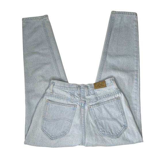 Vintage 90s LEE Light Stonewash High-rise Mom Jeans Taper Leg 7 Petite/ W 26 - Picture 5 of 10
